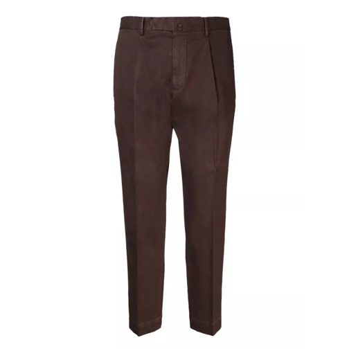 Dell'oglio Regular Fit Trousers With Micro-Pattern On The Fab Brown 