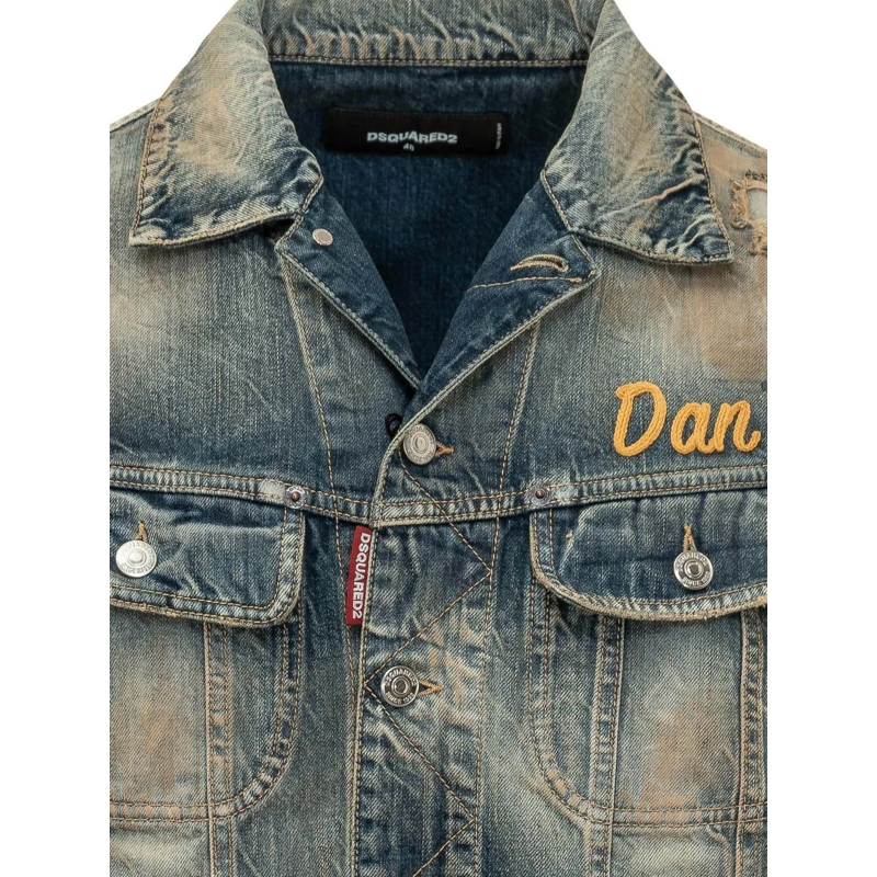 Dsquared2 Veste en jean Giacca in Denim con Ricamo blau(Image 4)