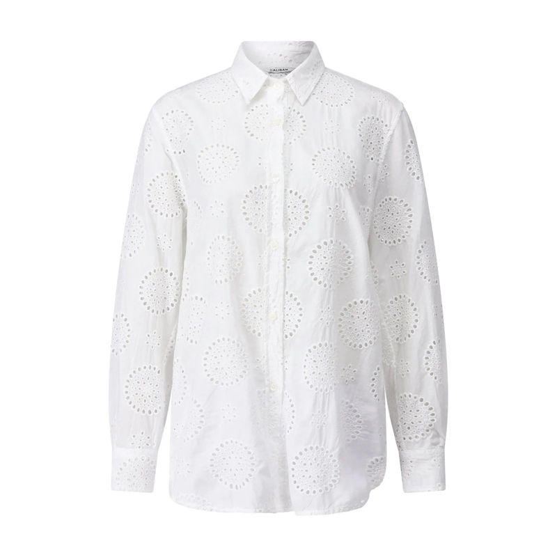 CALIBAN Bluse Bluse mit Lochmuster weiß(Image 4)