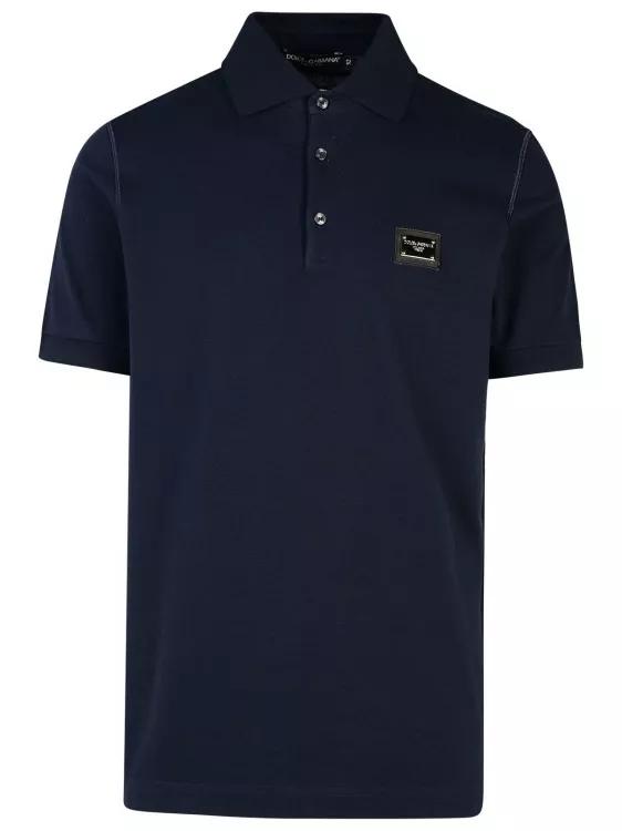 Dolce&Gabbana - Navy Cotton Polo Shirt - Größe 46 - blue