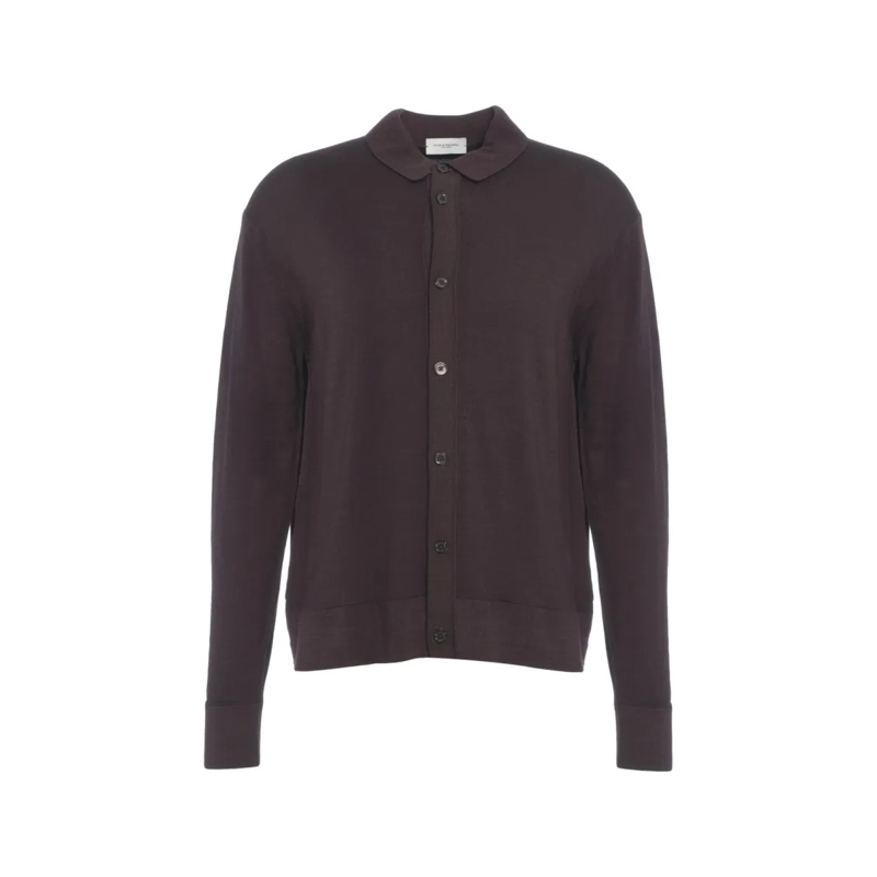 Paolo Pecora Hemd Refined Knit Shirt With Full Button Closure Black