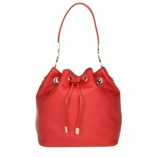 AIGNER Roma Shopper Leather Scarlet Red Bucket Bag
