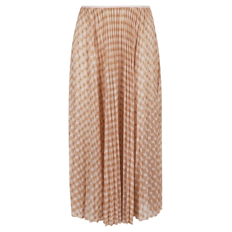 Forte Forte Midirok Pleated Midi Skirt With Delicate Shimmer Neutrals