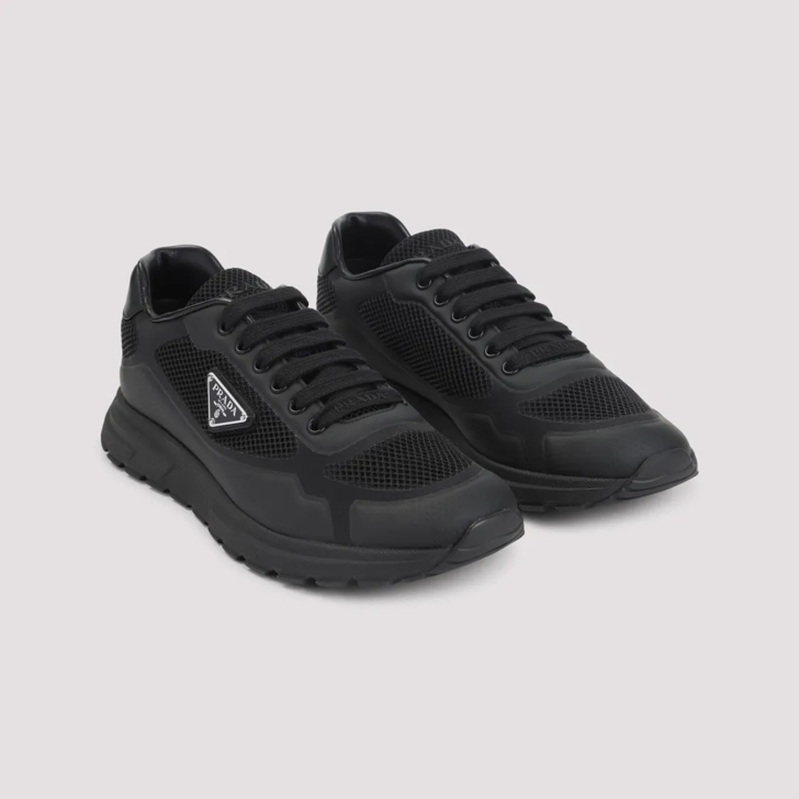 Prada Black Sneakers With Textured Finish Black Lage-top sneaker