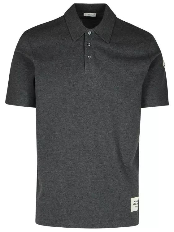 Moncler - Grey Cotton Polo Shirt - Größe S - grau