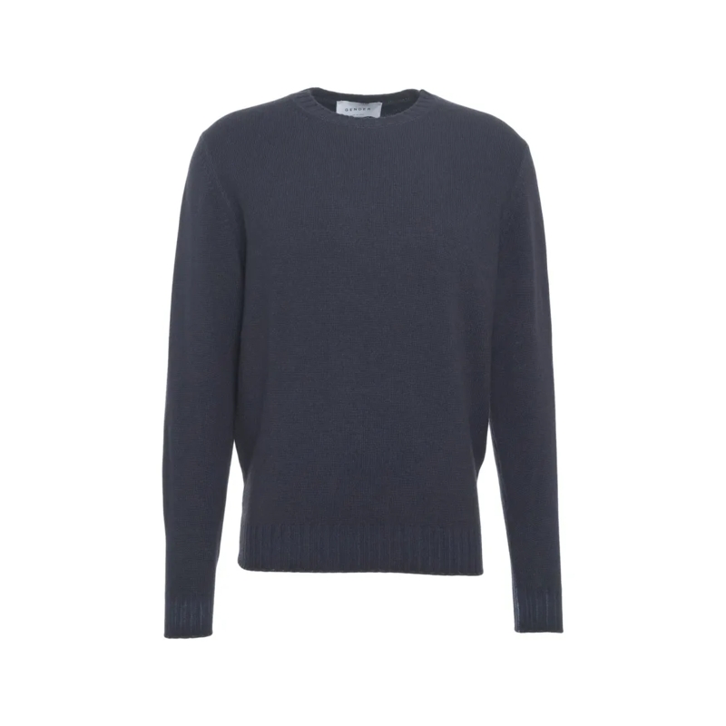 Gender Pullover Classic Round Neck Knit Sweater With Ribbed Detail Black