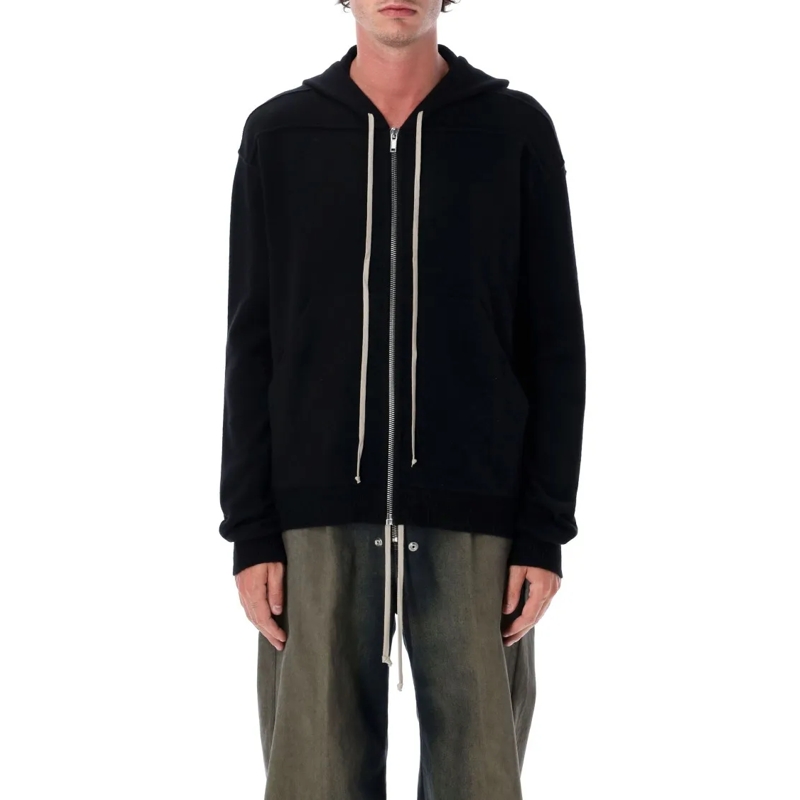 Rick Owens Trui Cashmere Zipped Hoodie Black