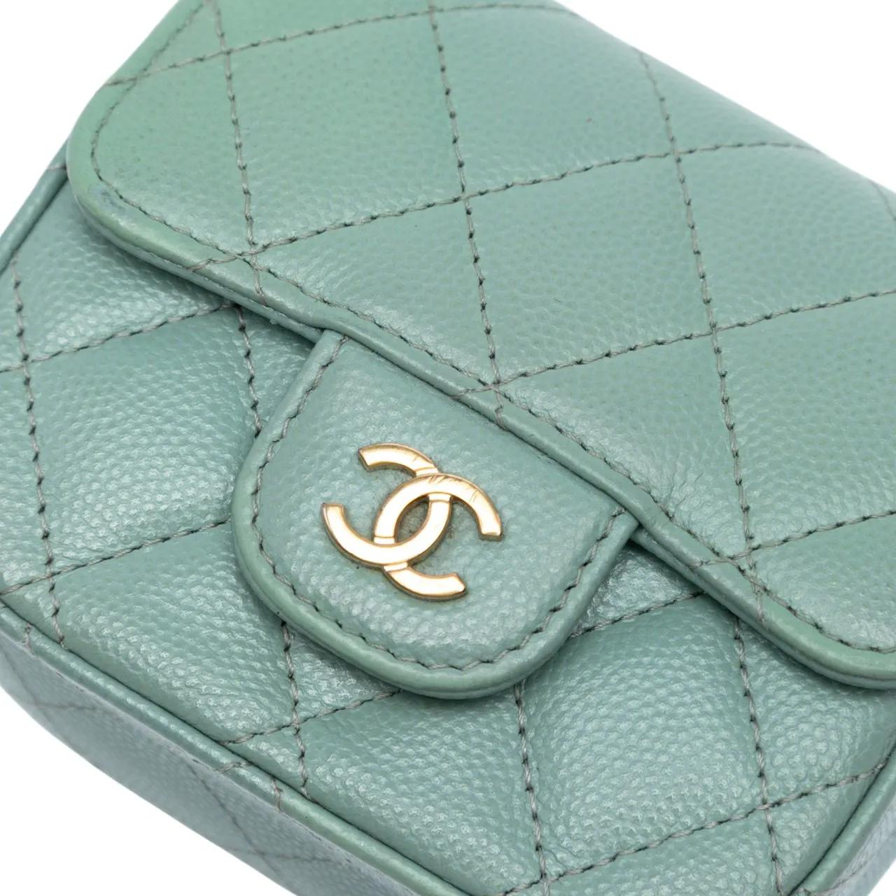 Thumbnail - Chanel Hobo Bags - Micro Mini Classic Caviar Single Flap - Gr. unisize - in Grün - für Damen