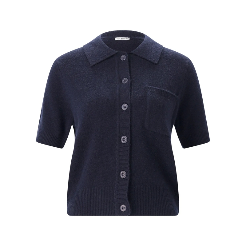 True Religion Poloshirt Strickjacke aus Wolle & Kaschmir blau