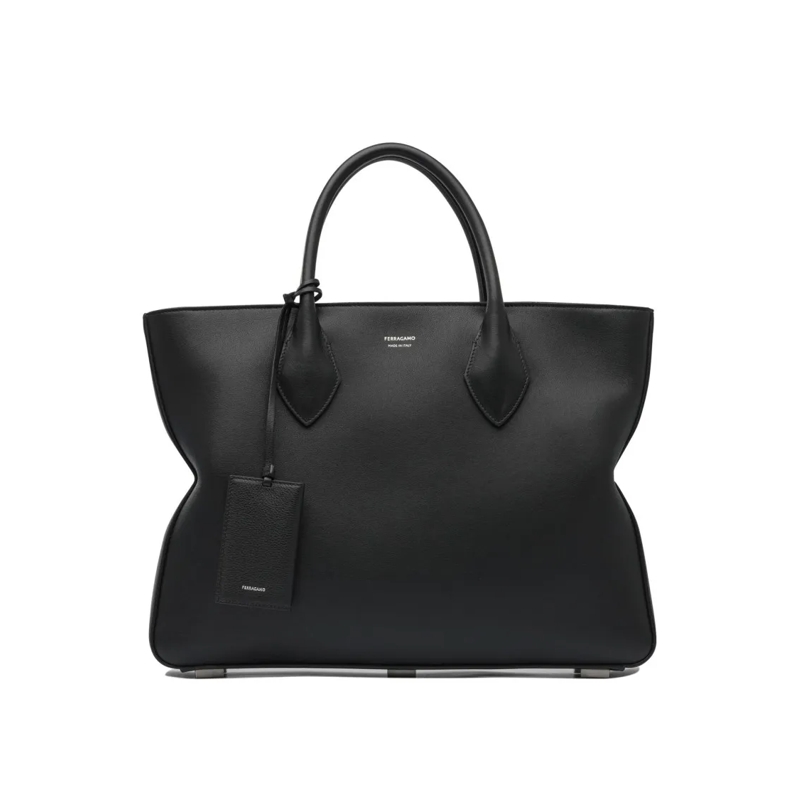 Salvatore Ferragamo Tote Structured Black Shoulder Bag Black