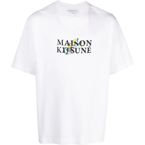 Maison Kitsune  Floral Print Logo T-shirt weiß