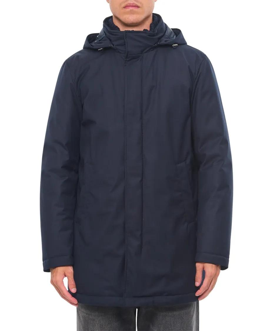 Herno - Men%27s Blue Jacket with Concealed Zip Closure and A - Größe 56 - blau