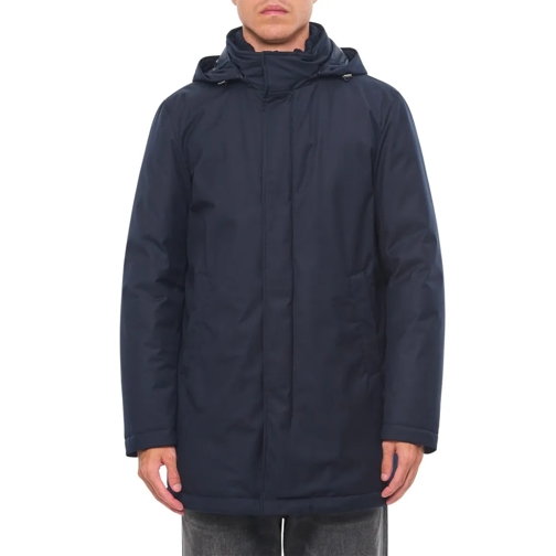 Herno Parka-Mäntel Men's Blue Jacket with Concealed Zip Closure and A Blue