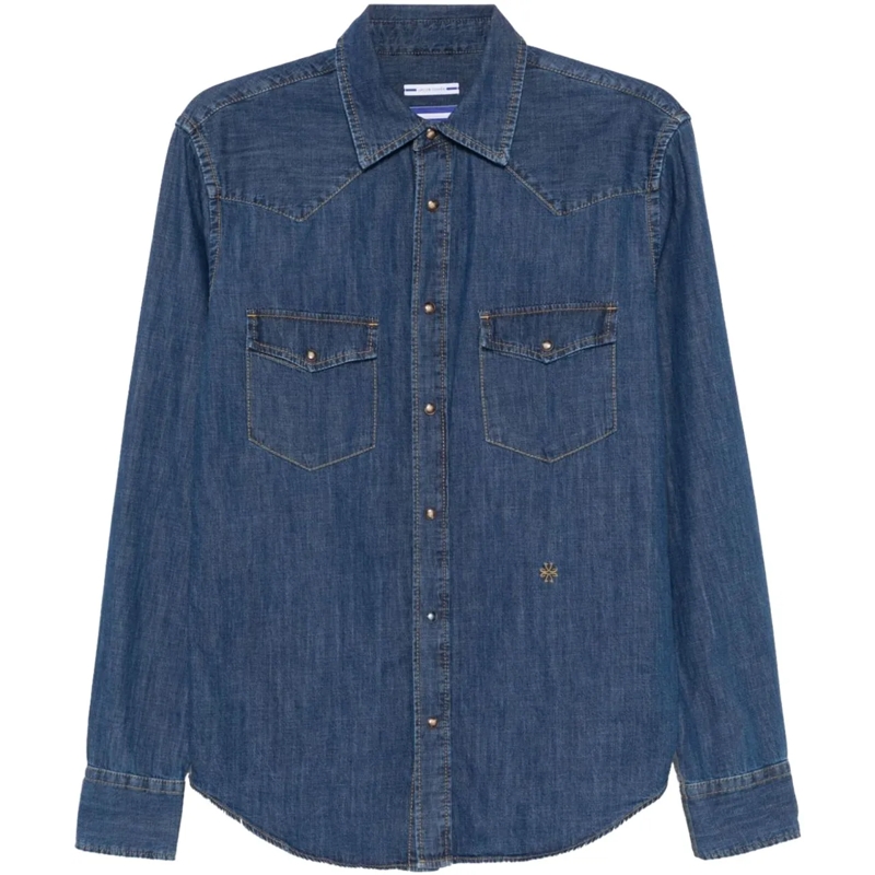 Jacob Cohen Legeres Oberteil Medium Blue Denim Shirt With Western-Inspired Desi Blue