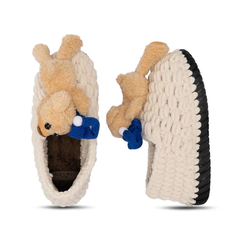 UZURII Hausschuhe Pantoffeln Pantoffel Teddy Bear beige(Image 4)