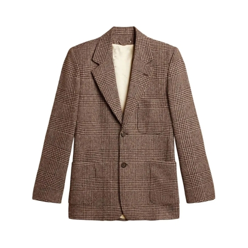 Golden Goose Blazer Tailored Check Blazer With Structured Shoulders Brown