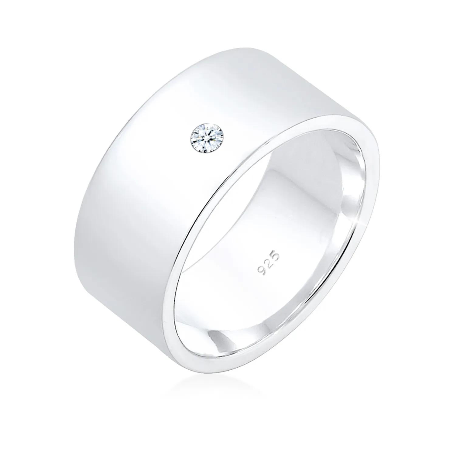 Elli Ringe - Ring Bandring Basic Diamant (0.03 ct.) 925 Silber - Gr. 58 MM - in Silber - für Damen