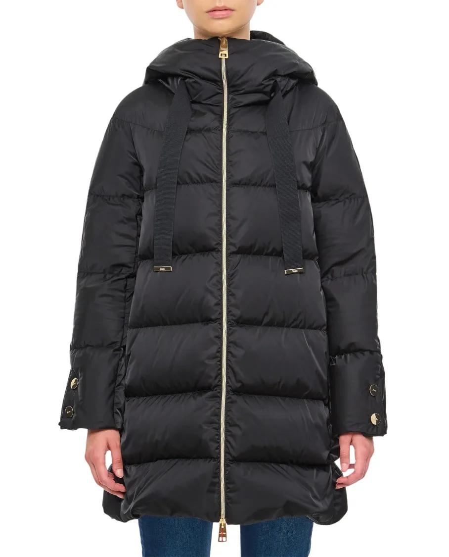 Herno - Satin A-Shape Hooded Down Jacket - Größe 38 - schwarz