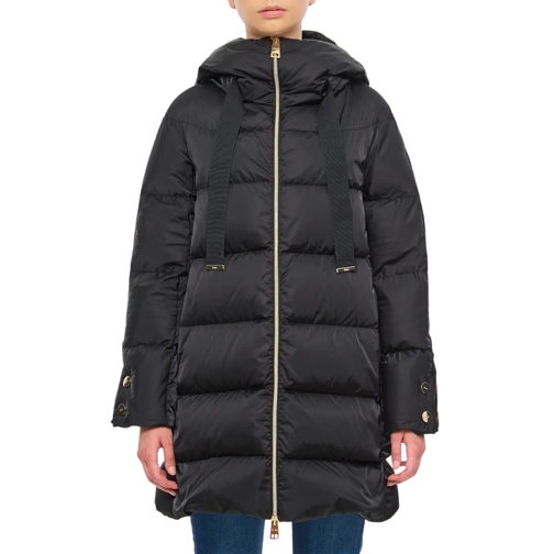 Herno Overgangsjas Satin A-Shape Hooded Down Jacket Black