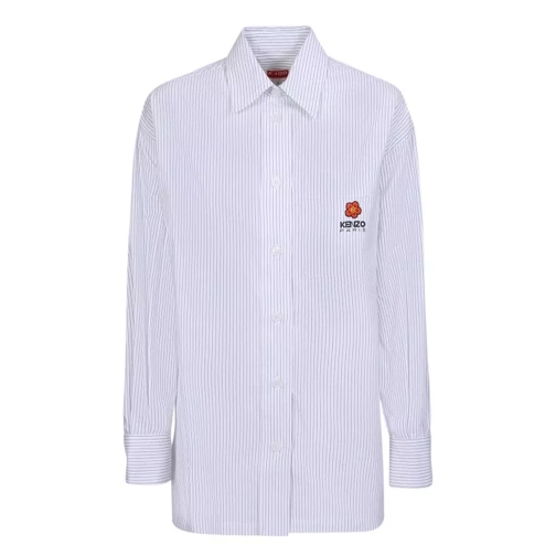 Kenzo Blue Stripe-Pattern White Shirt White Chemises