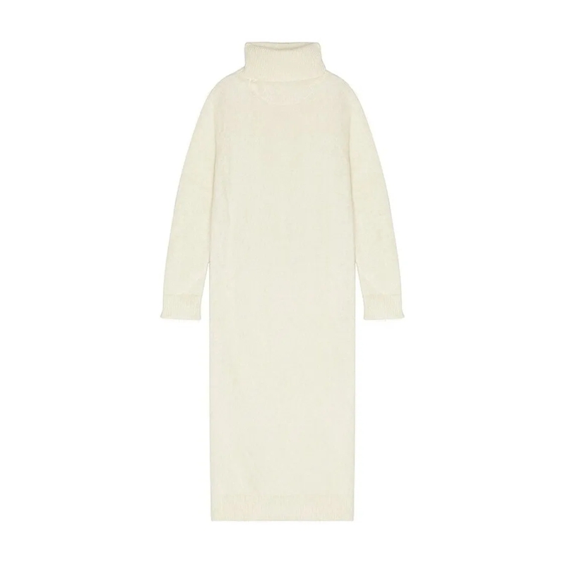 Saint Laurent Trui Extra Long Mohair Sweater White
