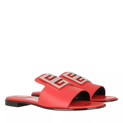 Givenchy 4G Flat Mule Sandals Nappa Leather Red Slide