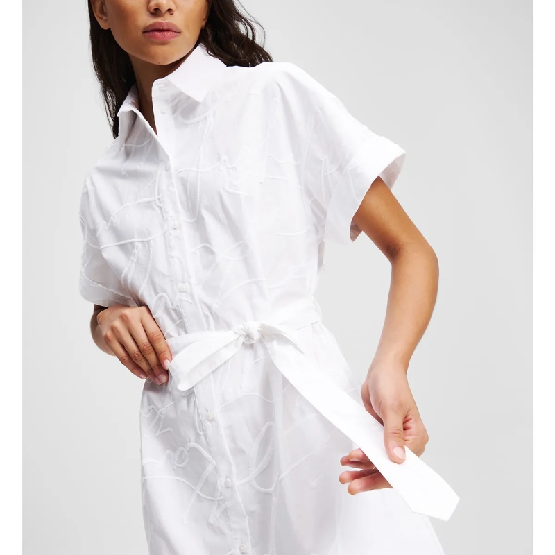 Karl Lagerfeld Kleid HEMDKLEID MIT STICKEREI weiss (Image 5)