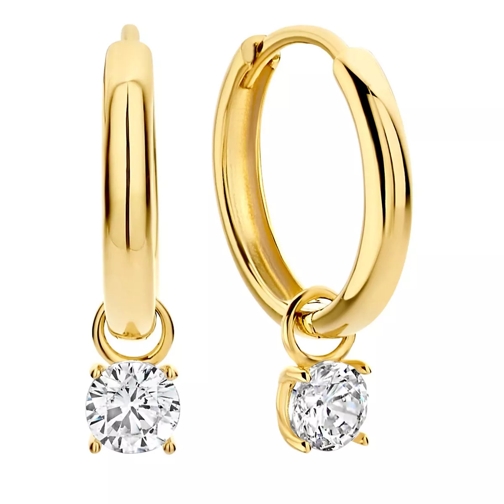 Isabel Bernard Le Marais Ophélie 14 karat hoop earrings with zirc Gold Créole