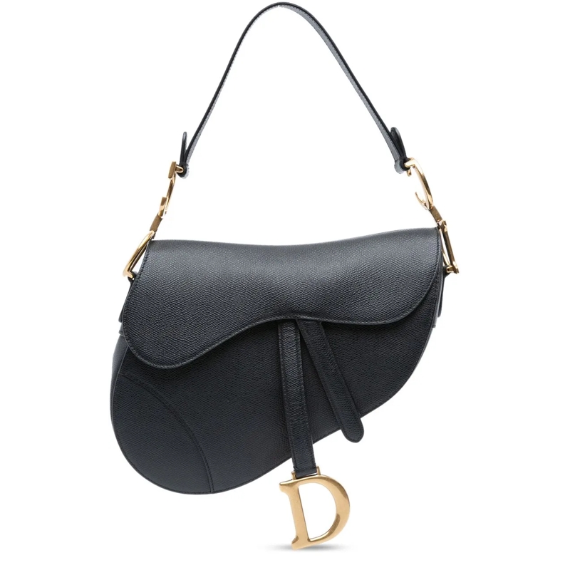 Christian Dior Schultertasche Grained Calfskin Saddle Bag schwarz