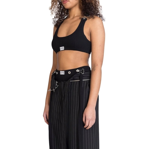 Jean Paul Gaultier Blusen CROP TANK TOP "GAULTIER" PATCH BLACK mehrfarbig