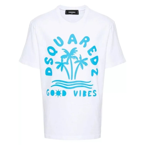 Dsquared2 Sky Blue Logo-Print T-Shirt White 