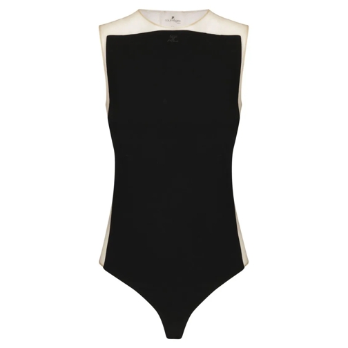 Courrèges  Semi-Sheer Design Bodysuit Black