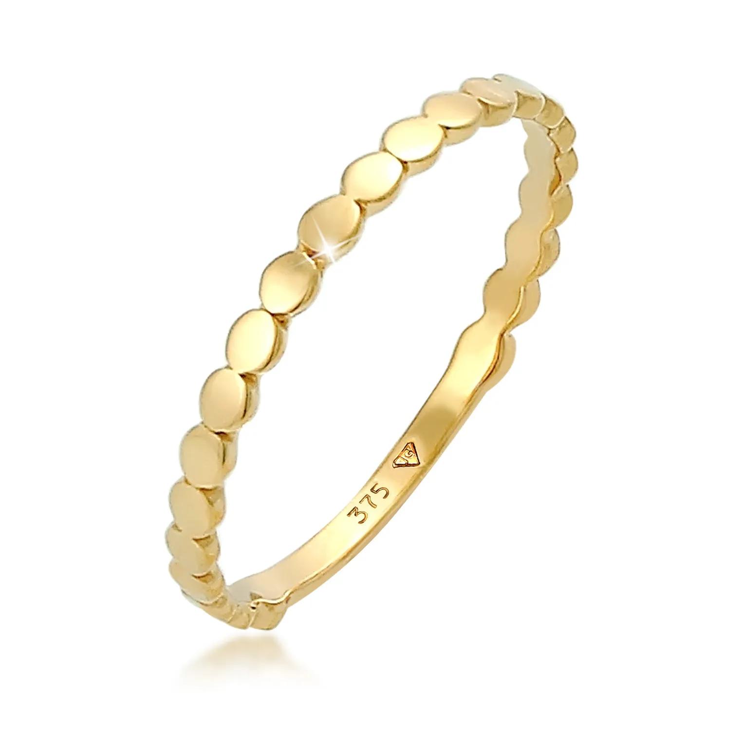 Elli Ringe - Ring Plättchen Rund Stapelring Geo Basic 375 Gelbg - Gr. 52 MM - in Gold - für Damen