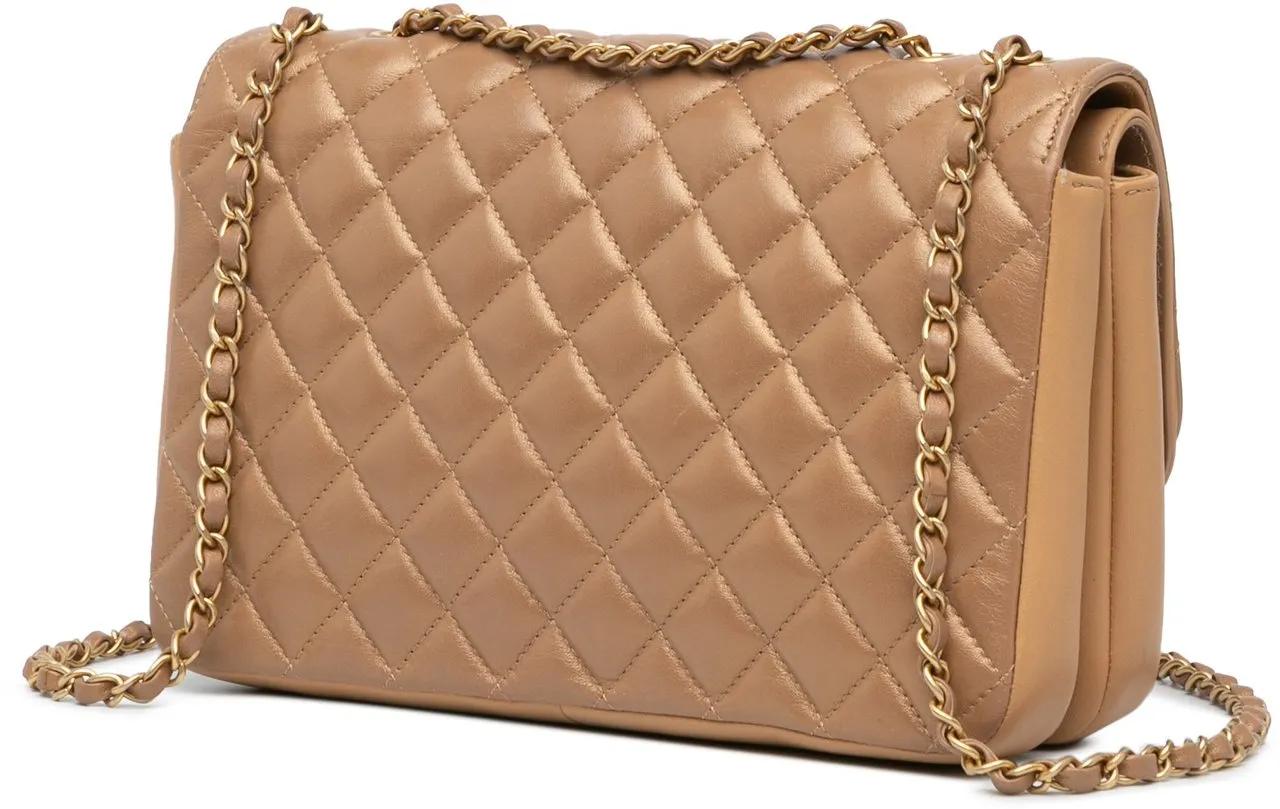 Chanel Totes & shoppers Medium Quilted Metallic Lambskin CC Chic Double Fl in bruin