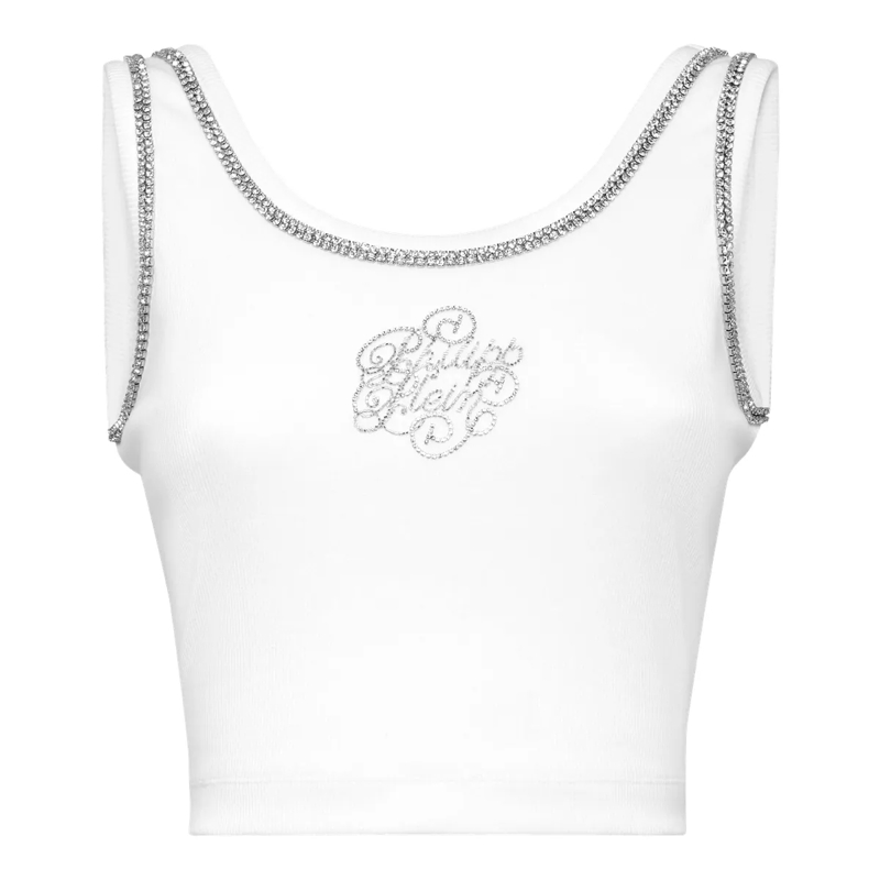 Philipp Plein Top Tank-Top Crystal Verziert weiss