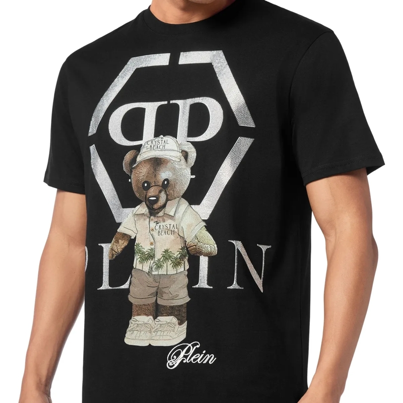Philipp Plein T-Shirt T-Shirt Rundhalsausschnitt Ls Teddy Mit Schmuckste schwarz(Image 5)