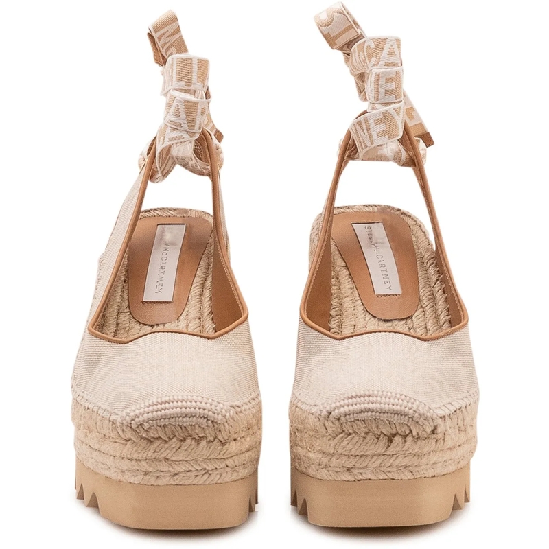 Stella McCartney Espadrilles Scarpa con Zeppa Gaia Slingback con Lacci alla Cav beige(Image 2)