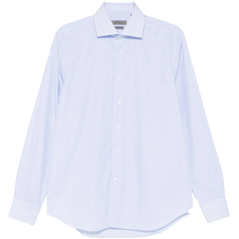 Corneliani  hemd streep wit blauw blau