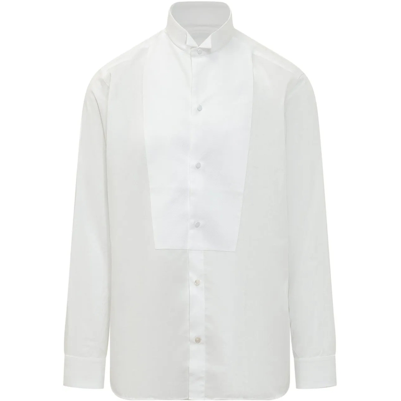 Tom Ford  Camicia Classic Fit con Pettorina e Collo Coreano weiß
