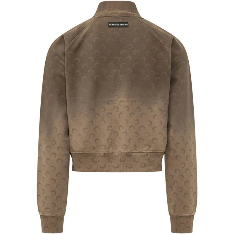 Marine Serre Gilet Felpa con Zip e Collo Alto taupe(Image 2)