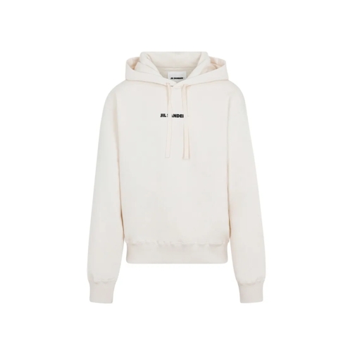 Jil Sander Dune Cotton Logo Hoodie White Felpa con cappuccio