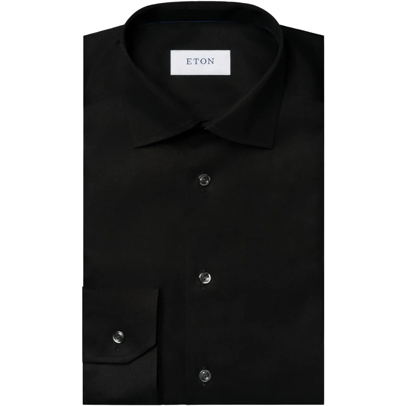 Eton Hemd Eton Solid Signature Twill Shirt Lange Mouw Overhe schwarz(Image 3)