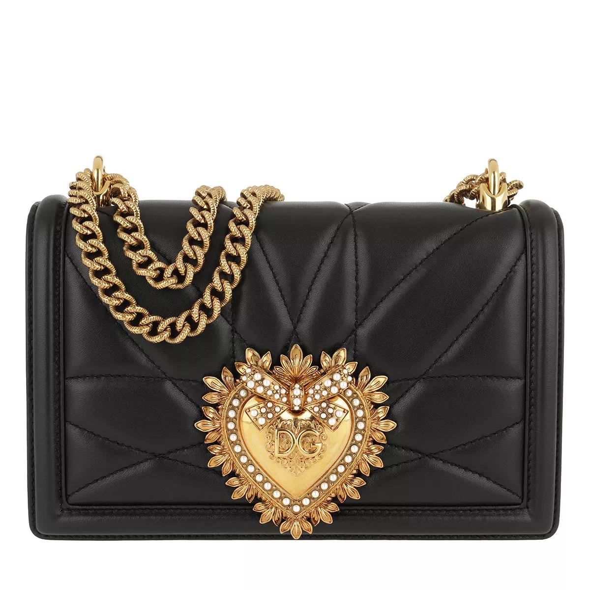Dolce&Gabbana Devotion Bag Medium Matelassè Leather Black | Crossbody ...