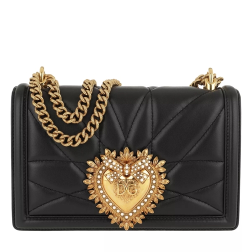 Dolce&Gabbana Devotion Bag Medium Matelassè Leather Black Cross body-väskor