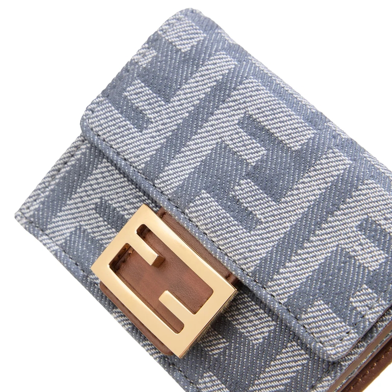 Fendi Tri-Fold-Portemonnaie Micro Trifold Baguette Blue(Image 4)