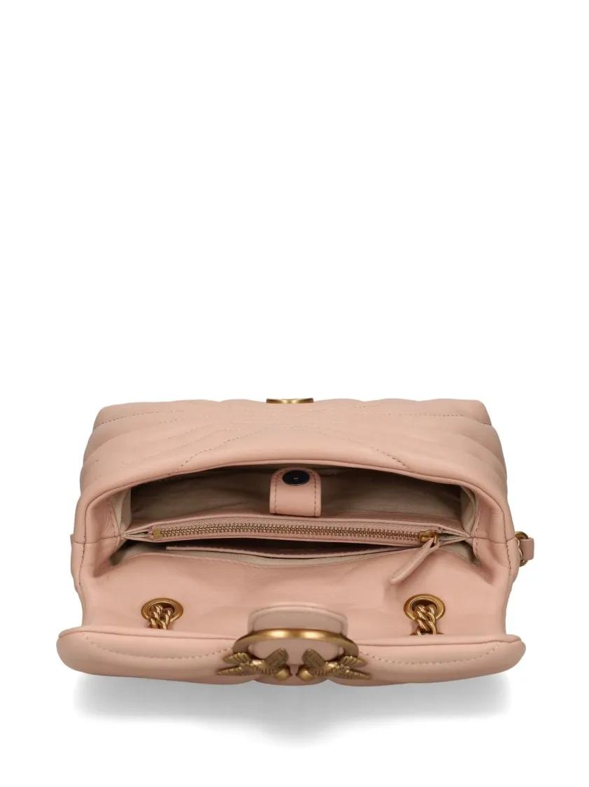 pinko Hobo bags Quilted Flap Bag With Decorative Emblem And Chain in roze