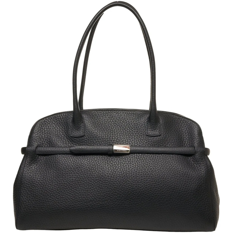 Orciani Fourre-tout Grained leather handbag schwarz