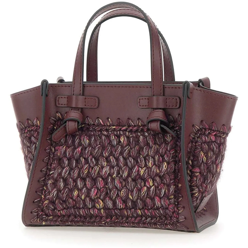 Gianni Chiarini Fourre-tout Structured Leather And Fabric Handbag Burgundy
