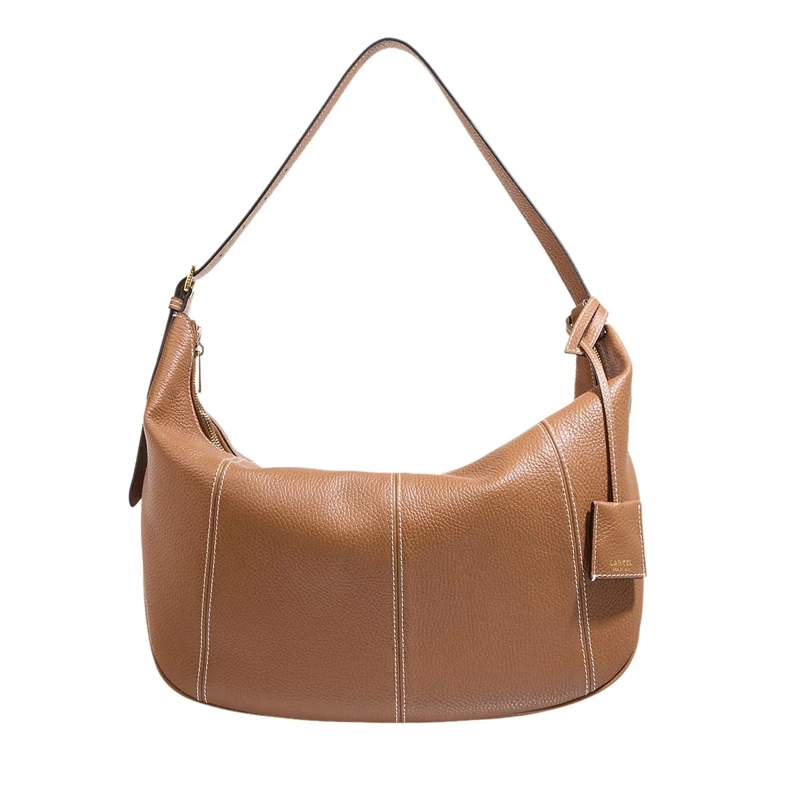 Lancel Hobo Bag Victoire Grained Cowhide Leather - L Zip Hobo Camel