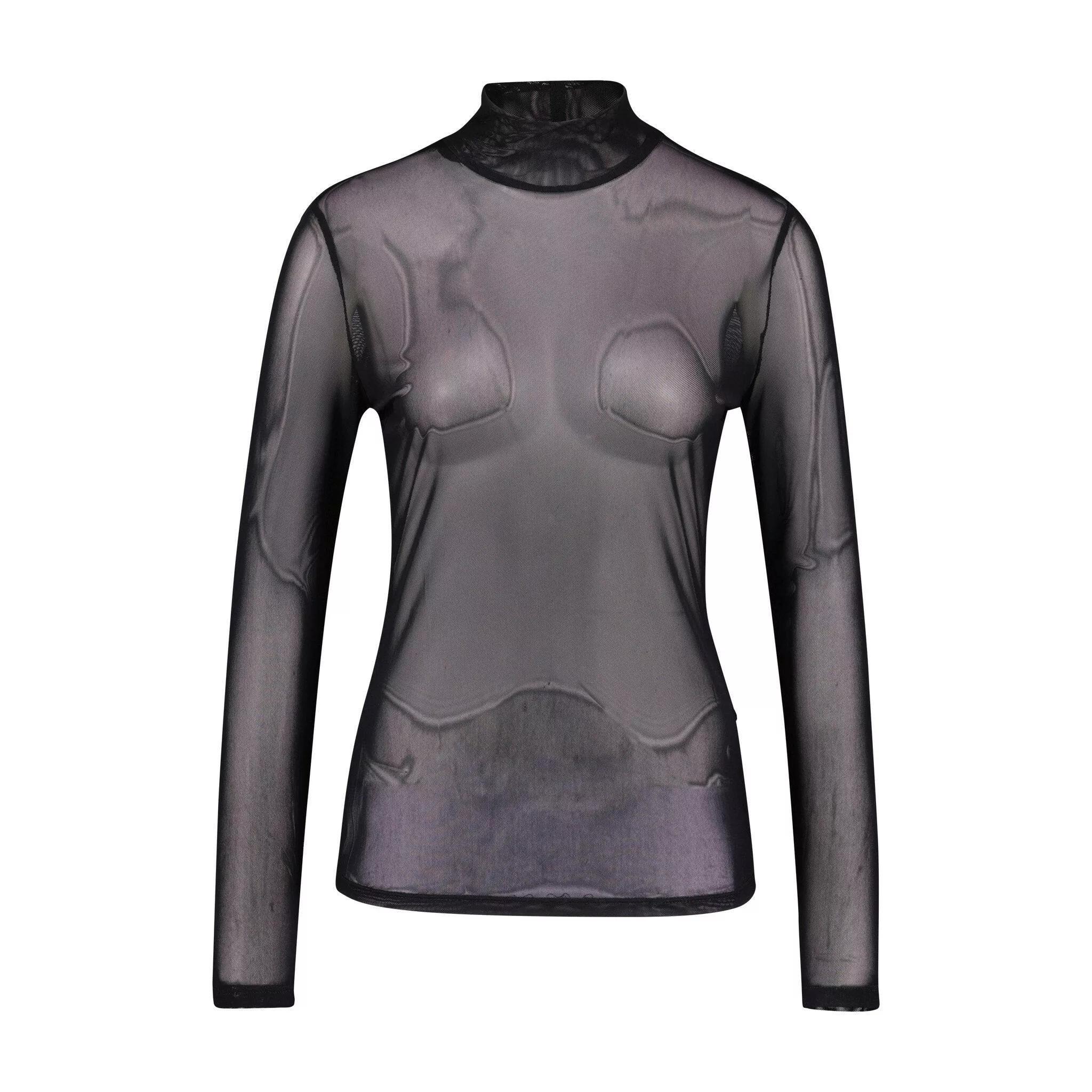 Vera Mont - Transparentes Langarmshirt aus Mesh 47701858451802 - Größe 40 - black